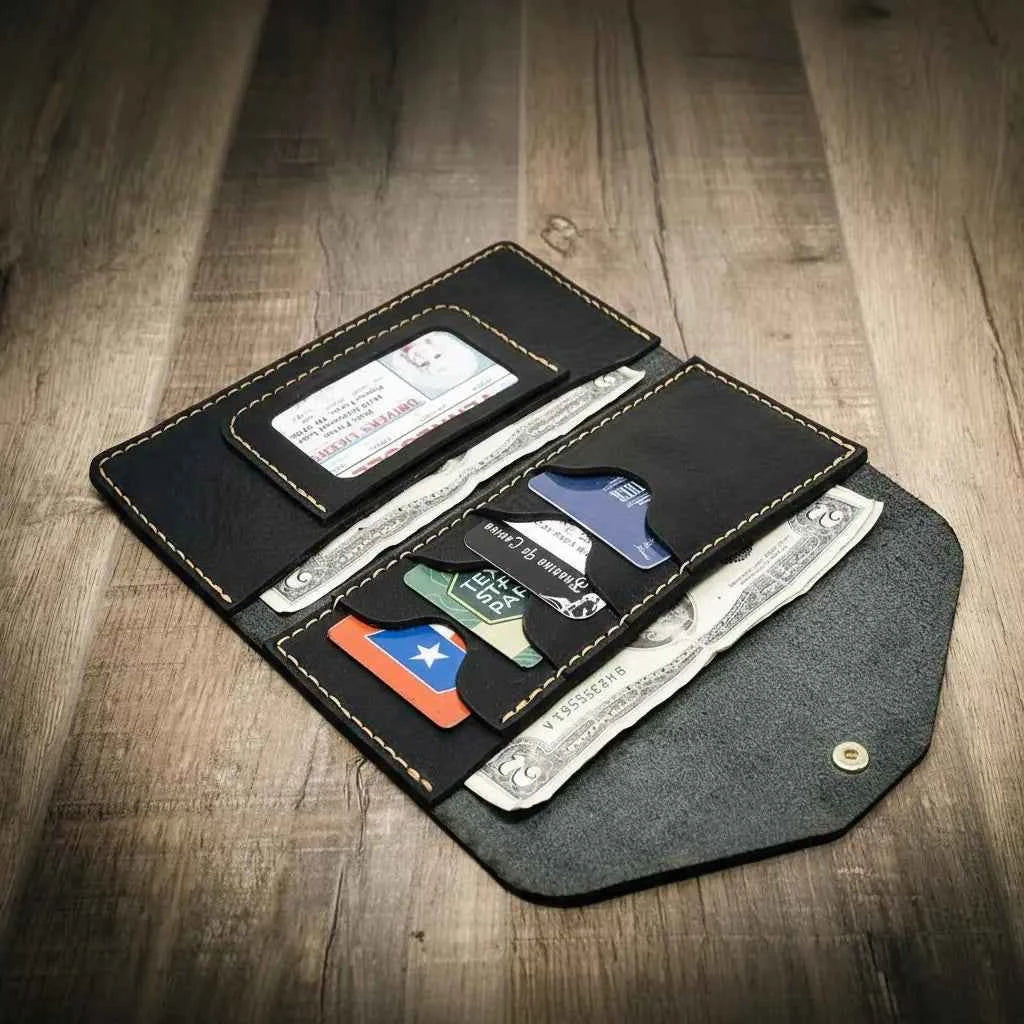 Handmade Full-Grain Leather Wallet — Sugar Land Clutch Wallet