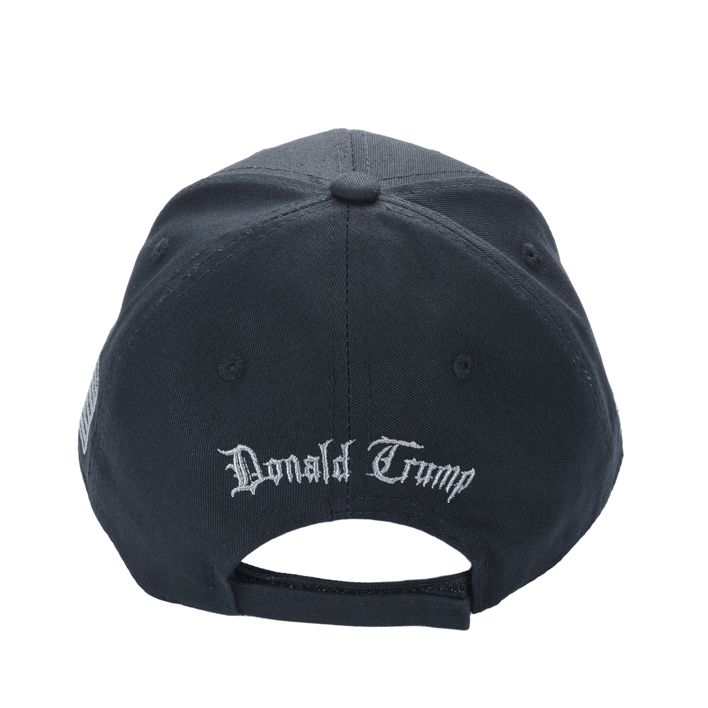Gothic Dark MAGA Trump Cap – Black Cotton Twill, “Make America Great Again” Gothic Embroidery, Never Surrender Side, Flag & Trump Back - FORGEDnLOVE