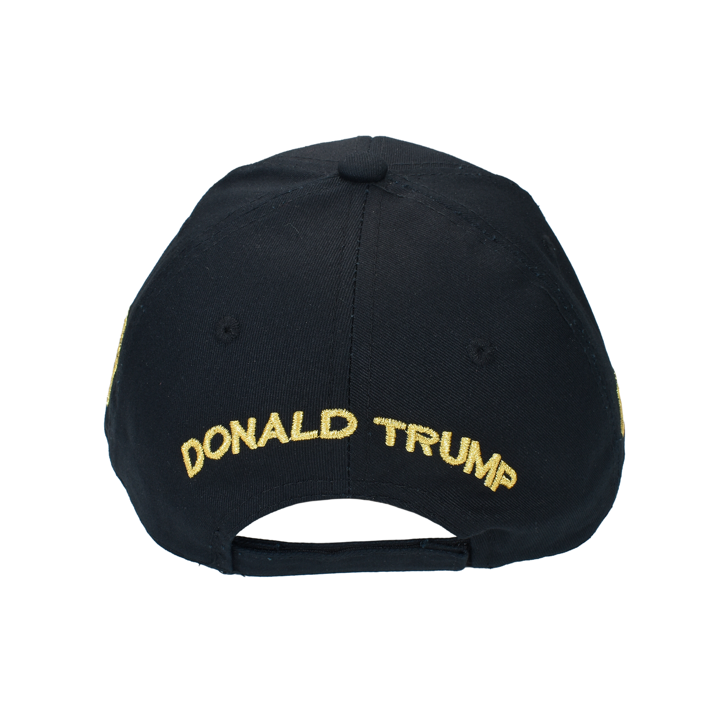 Trump Black Cap with Gold Embroidery – Hook & Loop Adjustable Patriotic Hat - FORGEDnLOVE