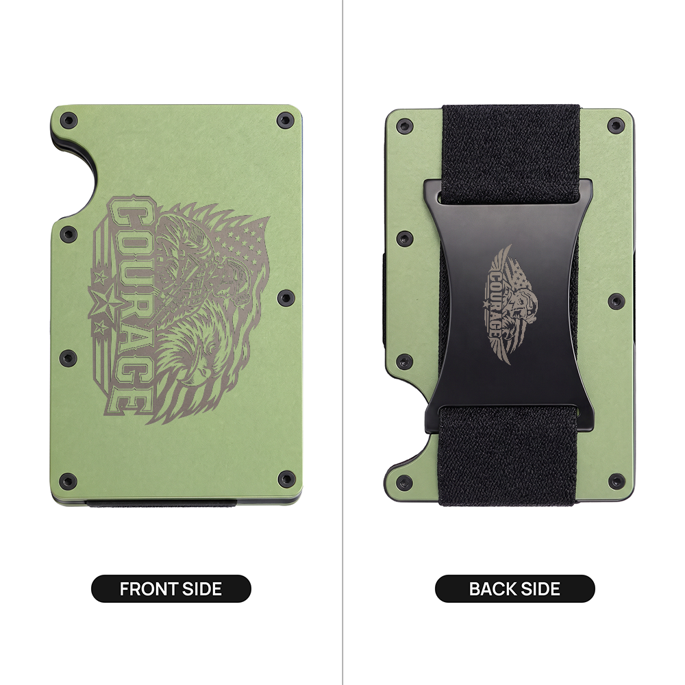 Courage Engraved Metal Wallet | Active Duty Military Money Clip