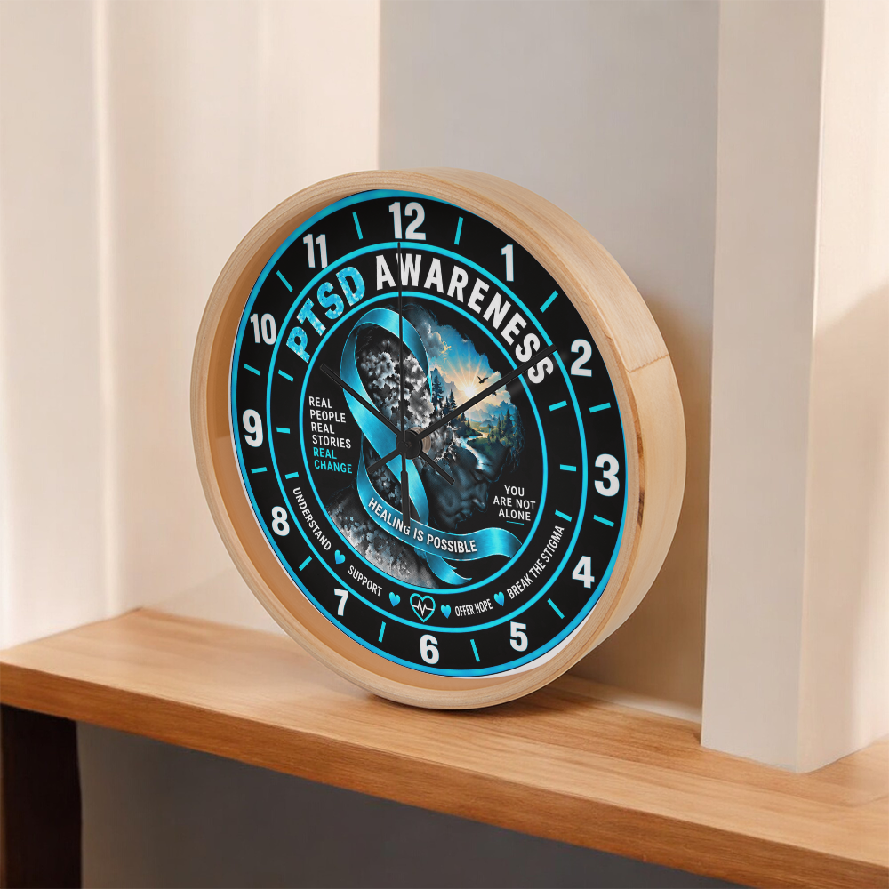 PTSD Awareness “Healing Is Possible” 10" Wooden Wall Clock