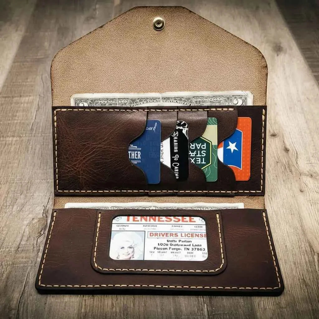 Handmade Full-Grain Leather Wallet — Sugar Land Clutch Wallet