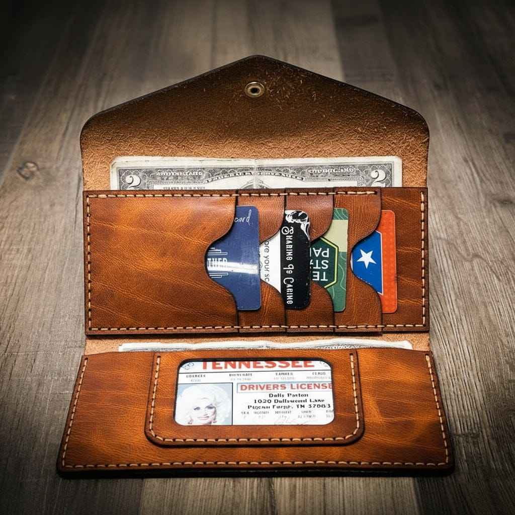 Handmade Full-Grain Leather Wallet — Sugar Land Clutch Wallet