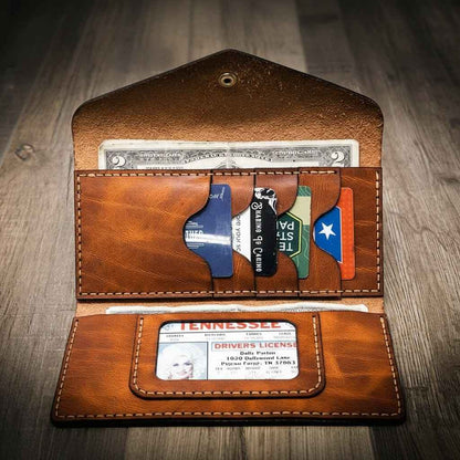 Handmade Full-Grain Leather Wallet — Sugar Land Clutch Wallet