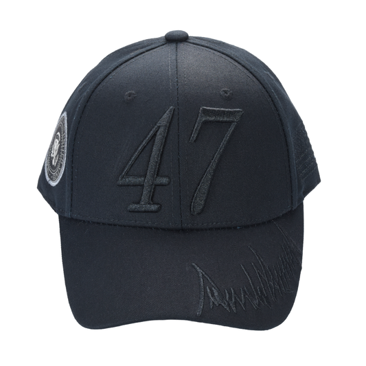 Dark Trump “47” Cap – President Trump Embroidered Cotton Twill Hat - FORGEDnLOVE