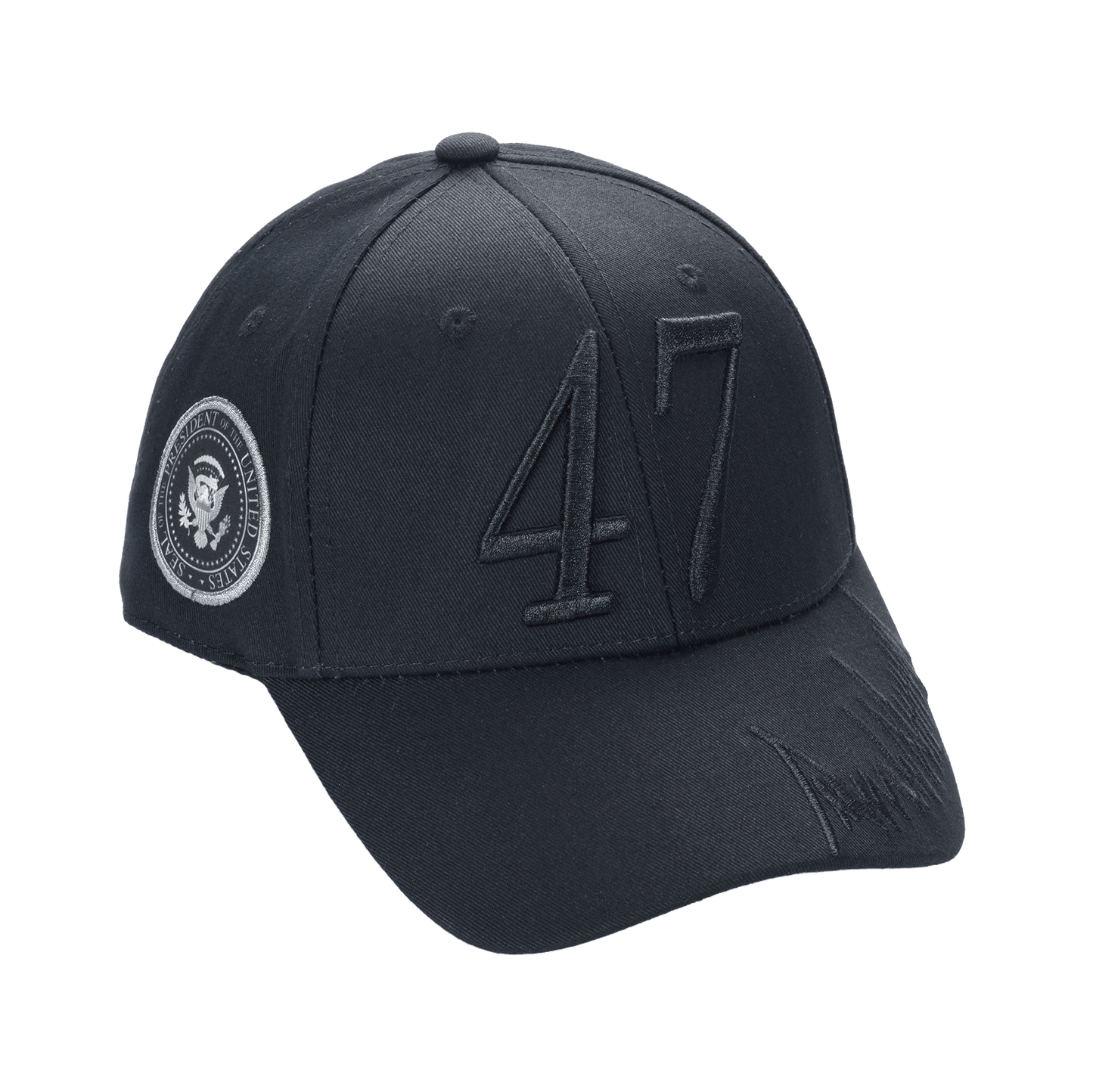 Dark Trump “47” Cap – President Trump Embroidered Cotton Twill Hat - FORGEDnLOVE
