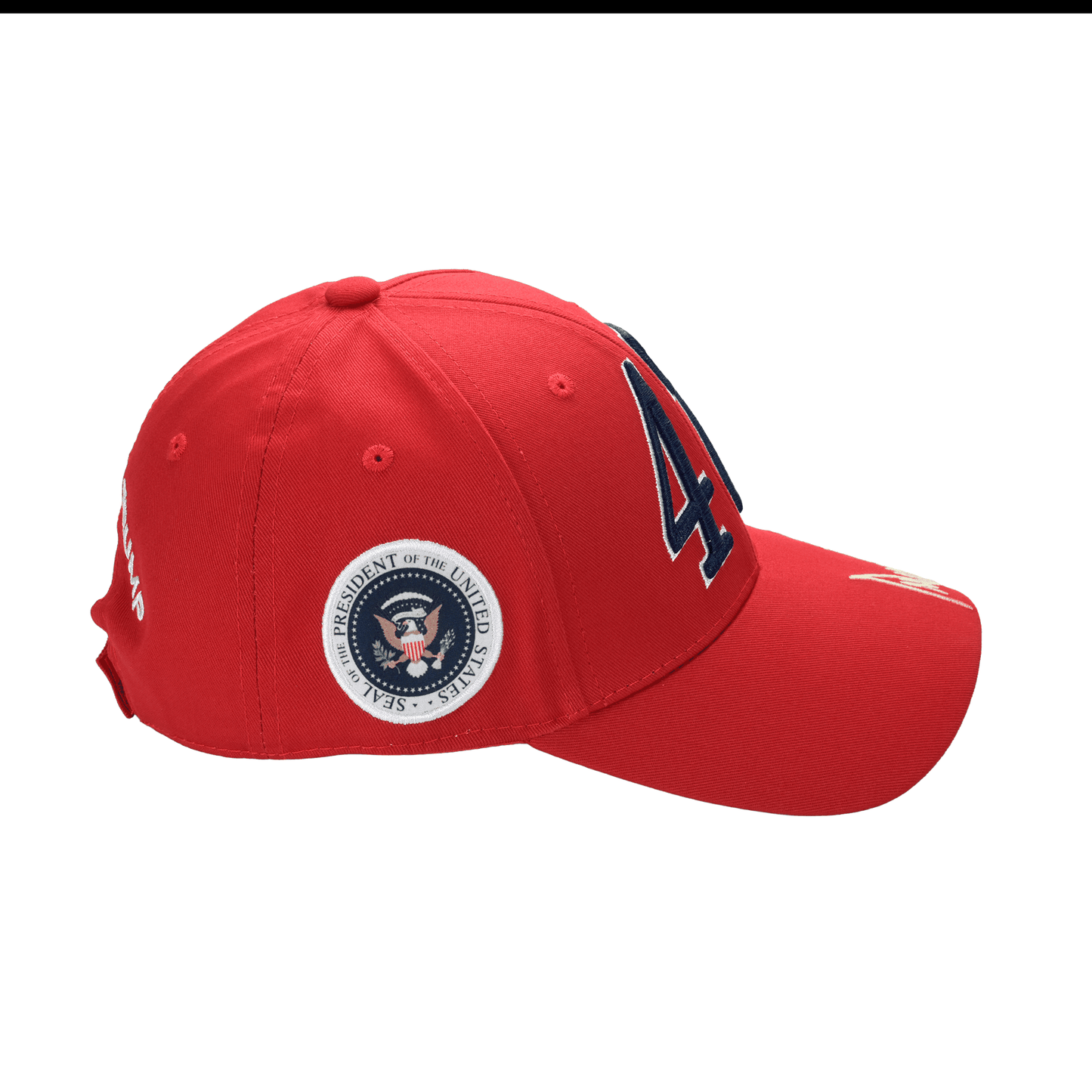 Trump 47 Cap – Red Cotton Twill Embroidered MAGA Hat with Presidential Seal, USA Flag & Signature - FORGEDnLOVE