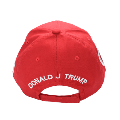 Trump 47 Cap – Red Cotton Twill Embroidered MAGA Hat with Presidential Seal, USA Flag & Signature - FORGEDnLOVE