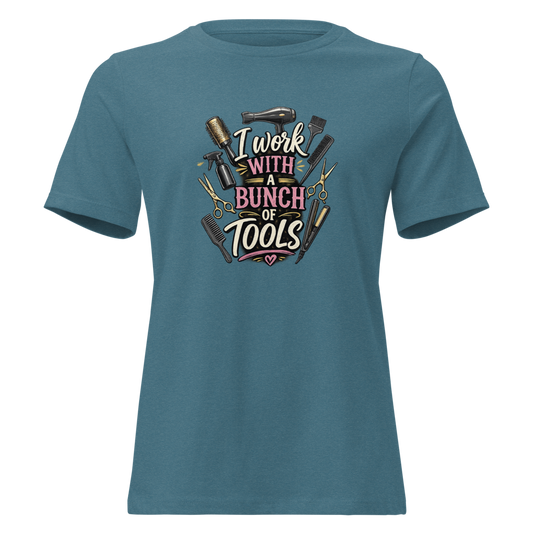 Funny Hairstylist Shirt – I Work With A Bunch Of Tools – Hair Stylist Gift Tee