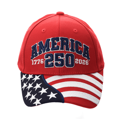 America 250th Anniversary Cap – American Flag Bill | Patriotic Cotton Twill Hat - FORGEDnLOVE