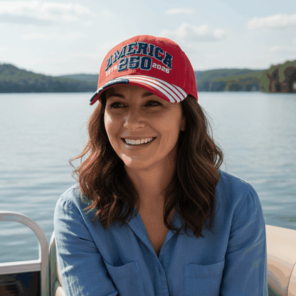 America 250th Anniversary Cap – American Flag Bill | Patriotic Cotton Twill Hat - FORGEDnLOVE
