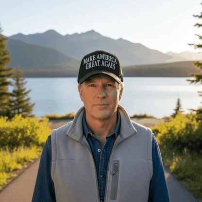Black MAGA Trump Cap – Classic All-Black Hat with Silver/Gray Embroidery, Adjustable Dad Hat - FORGEDnLOVE