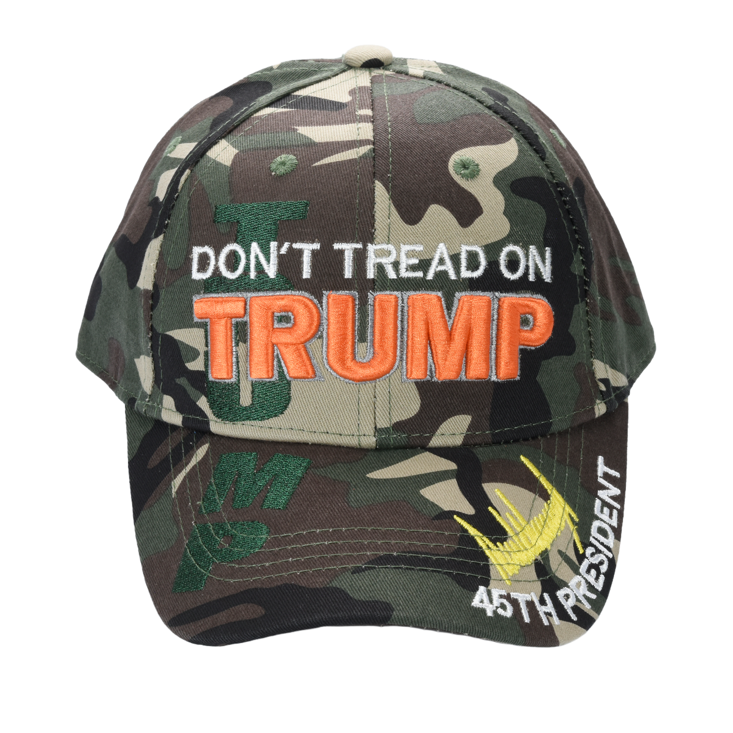 Don’t Tread on Trump Camo Cap – Adjustable Cotton Twill MAGA Hat with 45th President Design - FORGEDnLOVE