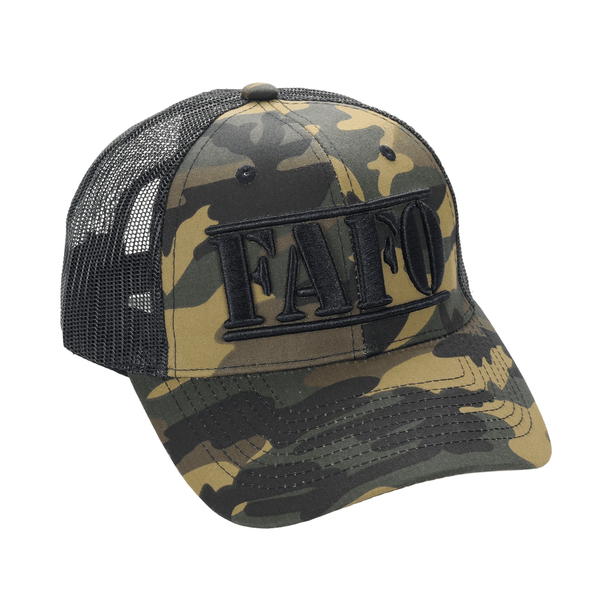 FAFO Trucker Cap (F*ck Around & Find Out) – Camo Mesh Back Hat, Tactical Outdoor Statement - FORGEDnLOVE