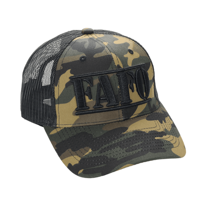 FAFO Trucker Cap (F*ck Around & Find Out) – Camo Mesh Back Hat, Tactical Outdoor Statement - FORGEDnLOVE