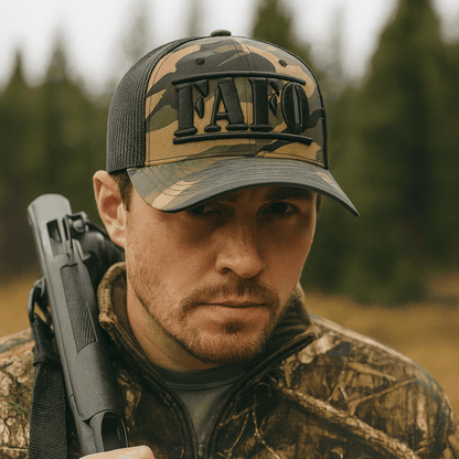 FAFO Trucker Cap (F*ck Around & Find Out) – Camo Mesh Back Hat, Tactical Outdoor Statement - FORGEDnLOVE