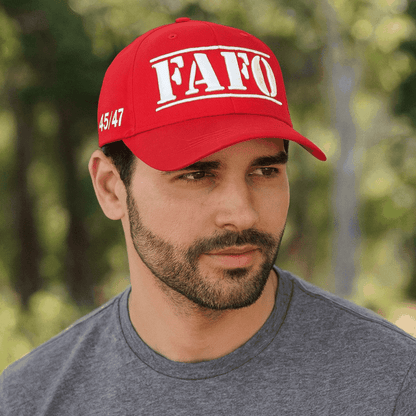 FAFO President Trump Cap – Premium Cotton Twill Patriot Hat, Red - FORGEDnLOVE
