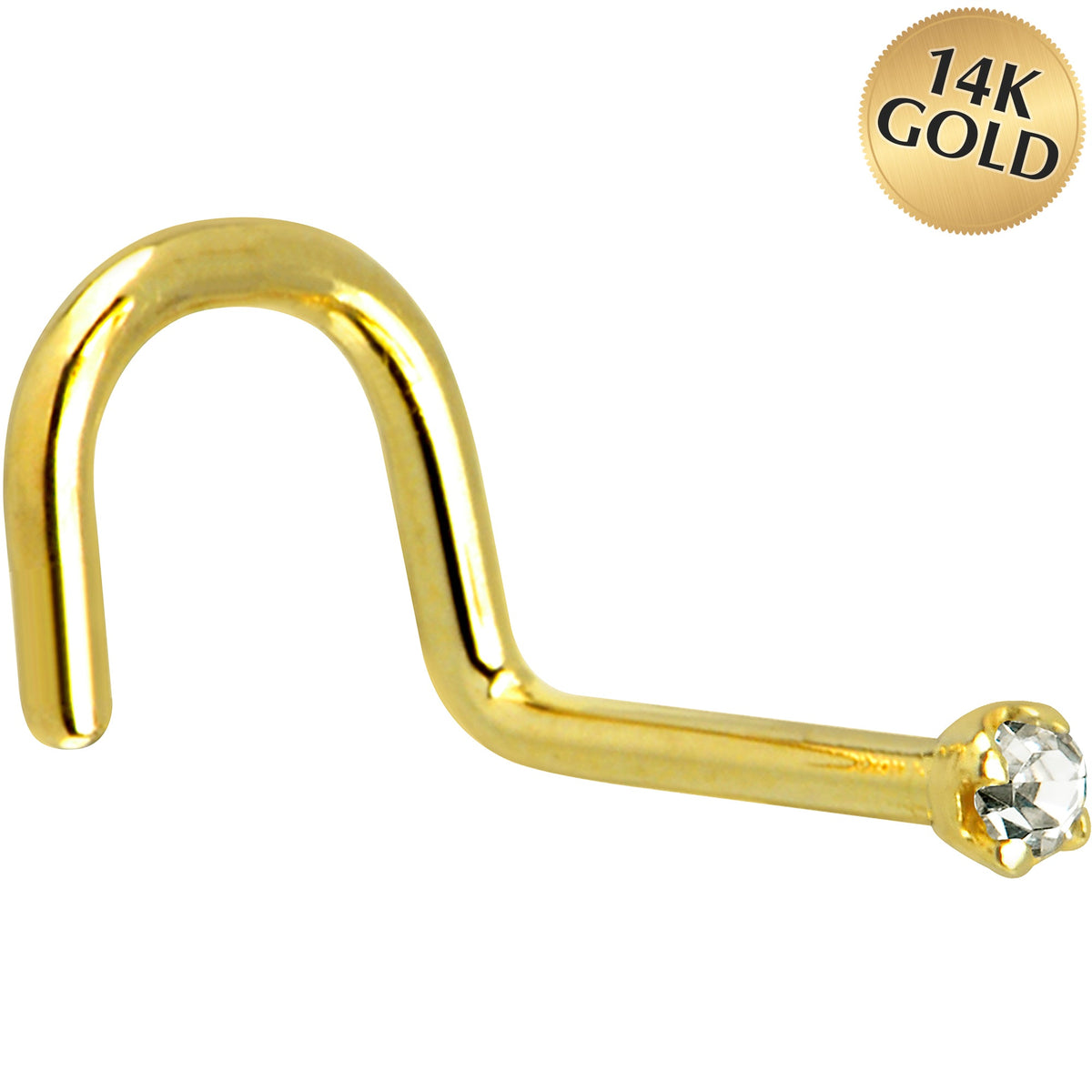 Solid 14K Yellow Gold 1.5mm Genuine Diamond Nose Ring - FORGEDnLOVE