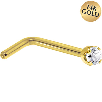 Solid 14K Yellow Gold 1.5mm Genuine Diamond Nose Ring - FORGEDnLOVE
