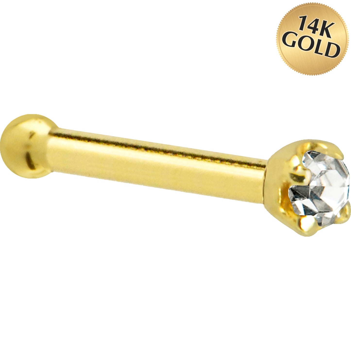 Solid 14K Yellow Gold 1.5mm Genuine Diamond Nose Ring - FORGEDnLOVE