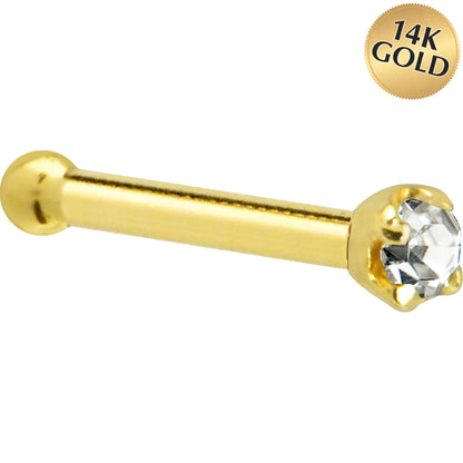 Solid 14K Yellow Gold 1.5mm Genuine Diamond Nose Ring - FORGEDnLOVE