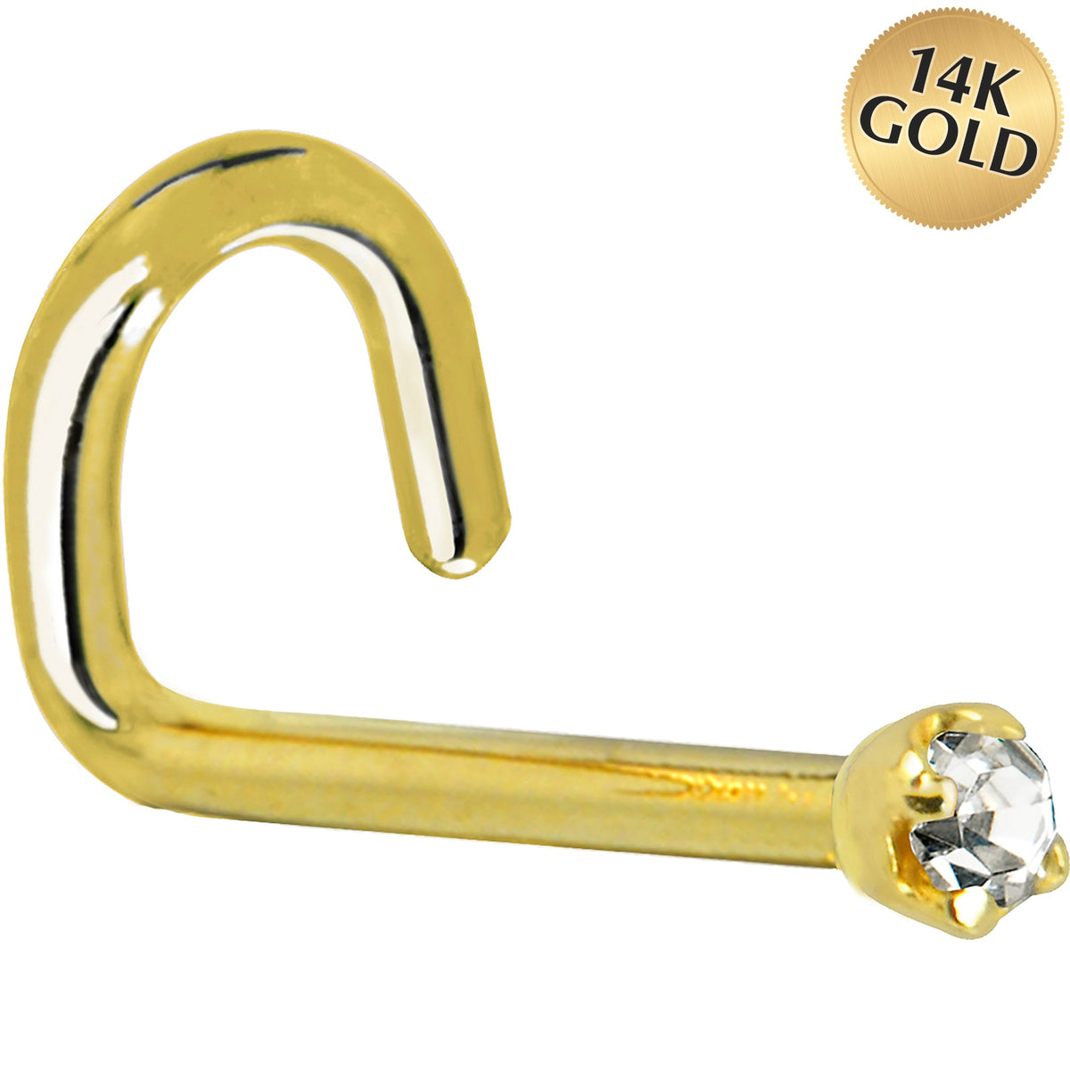 Solid 14K Yellow Gold 1.5mm Genuine Diamond Nose Ring - FORGEDnLOVE