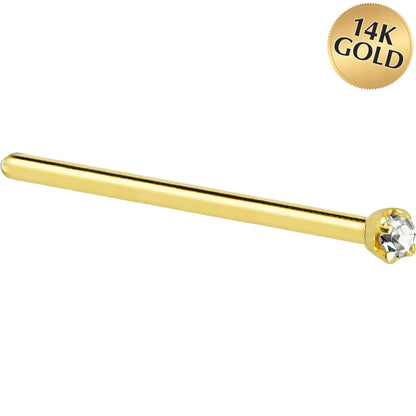 Solid 14K Yellow Gold 1.5mm Genuine Diamond Nose Ring - FORGEDnLOVE