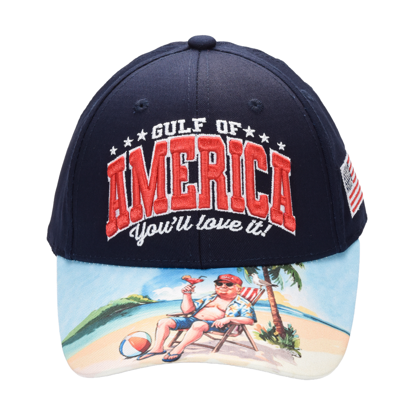 Gulf of America Cap – Beach Scene Printed Bill & USA Flag Patch - FORGEDnLOVE
