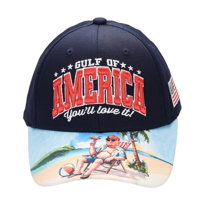 Gulf of America Cap – Beach Scene Printed Bill & USA Flag Patch - FORGEDnLOVE
