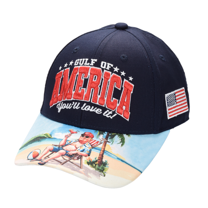 Gulf of America Cap – Beach Scene Printed Bill & USA Flag Patch - FORGEDnLOVE