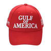 Gulf of America Cap – Red Cotton Twill Hat with Embroidered Front & Hook-and-Loop Adjustable Strap - FORGEDnLOVE