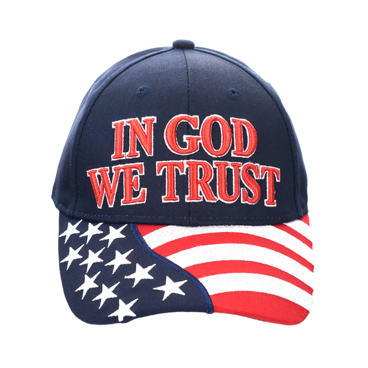 In God We Trust Cap – American Flag Bill | Cotton Twill Hat - FORGEDnLOVE