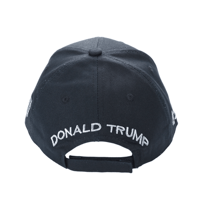 Black MAGA Trump Cap – Classic All-Black Hat with Silver/Gray Embroidery, Adjustable Dad Hat - FORGEDnLOVE