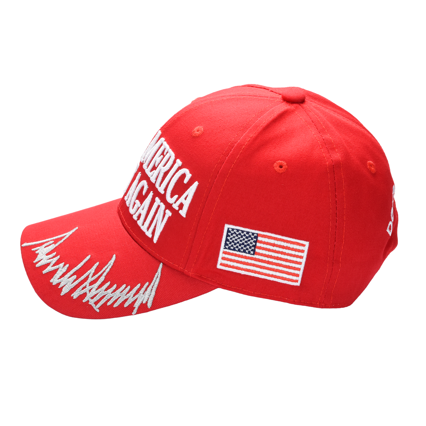 MAGA Baseball Cap with Silver Trump Signature Bill ‒ Patriotic Red Snapback Hat for Men & Women / Trump 45-47 - FORGEDnLOVE