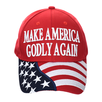 Make America Godly Again Cap – American Flag Bill | Cotton Twill Hat - FORGEDnLOVE