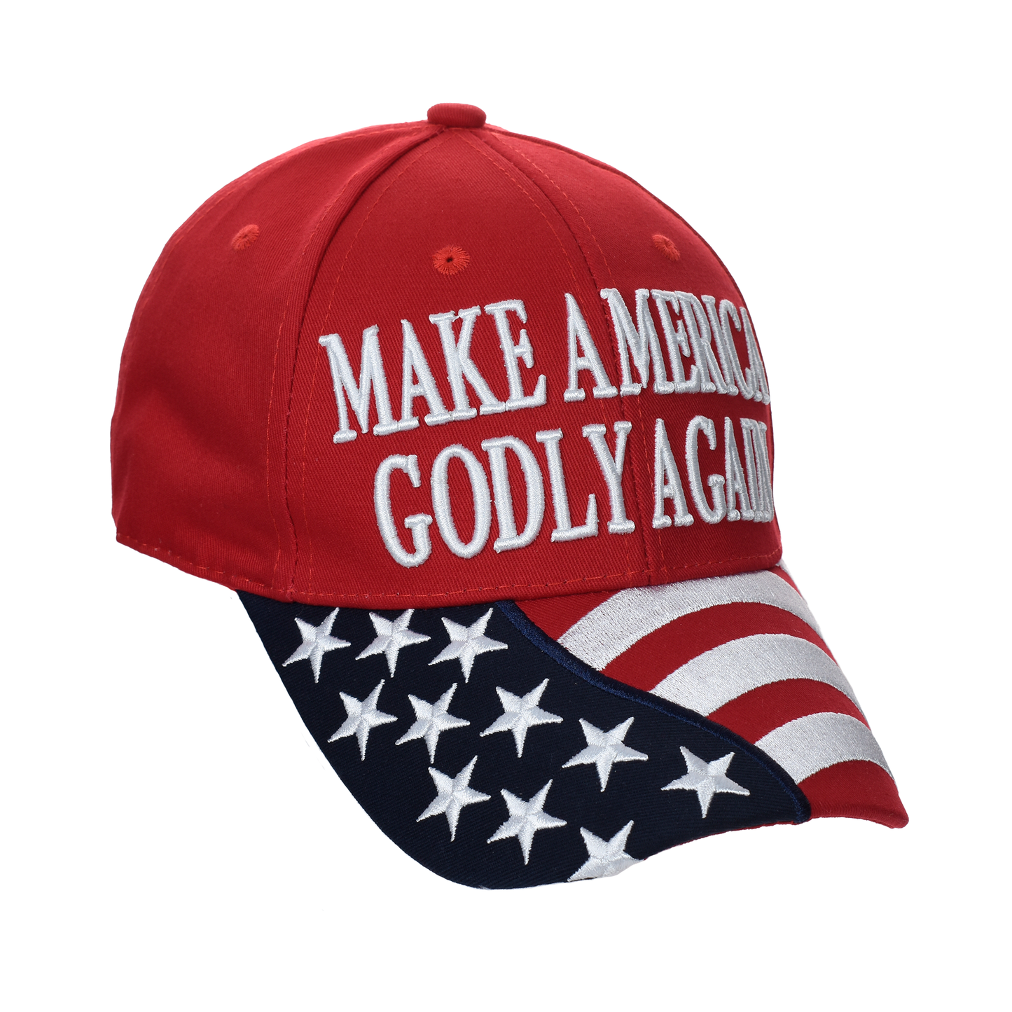 Make America Godly Again Cap – American Flag Bill | Cotton Twill Hat - FORGEDnLOVE