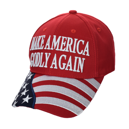 Make America Godly Again Cap – American Flag Bill | Cotton Twill Hat - FORGEDnLOVE