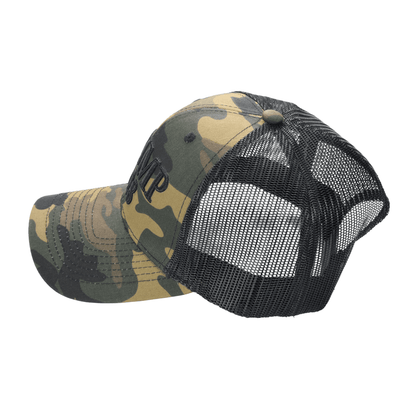 Trump 2028 Camo Trucker Cap – Patriotic Mesh Back MAGA Hat, Adjustable Snapback - FORGEDnLOVE