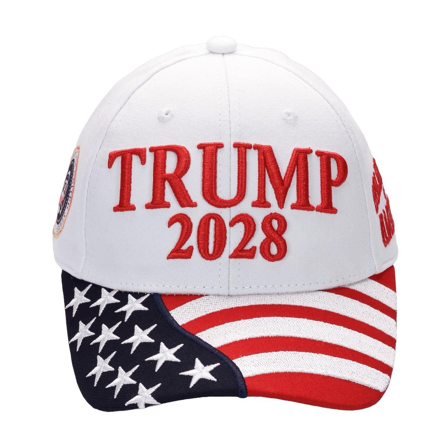Trump 2028 Cap with Presidential Seal – Embroidered White MAGA Hat, Adjustable Dad Cap - FORGEDnLOVE