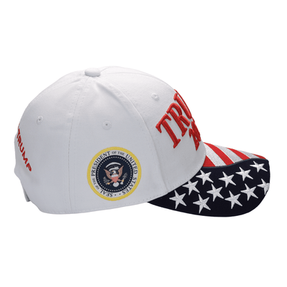 Trump 2028 Cap with Presidential Seal – Embroidered White MAGA Hat, Adjustable Dad Cap - FORGEDnLOVE