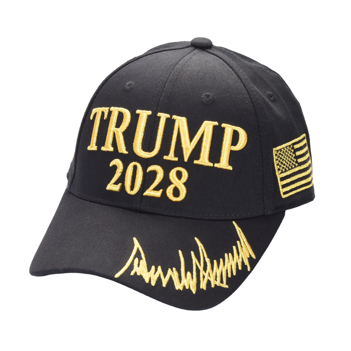 Trump 2028 Cap with Presidential Seal – Embroidered Black MAGA Hat, Adjustable Dad Cap - FORGEDnLOVE