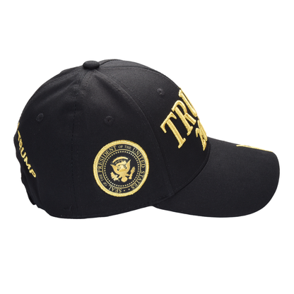Trump 2028 Cap with Presidential Seal – Embroidered Black MAGA Hat, Adjustable Dad Cap - FORGEDnLOVE
