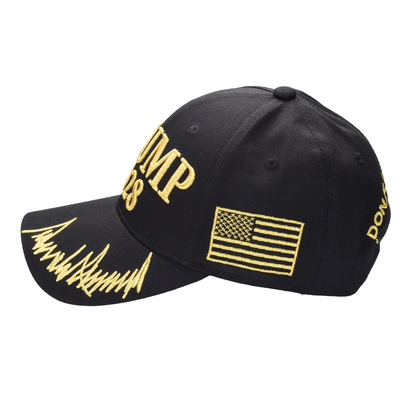 Trump 2028 Cap with Presidential Seal – Embroidered Black MAGA Hat, Adjustable Dad Cap - FORGEDnLOVE