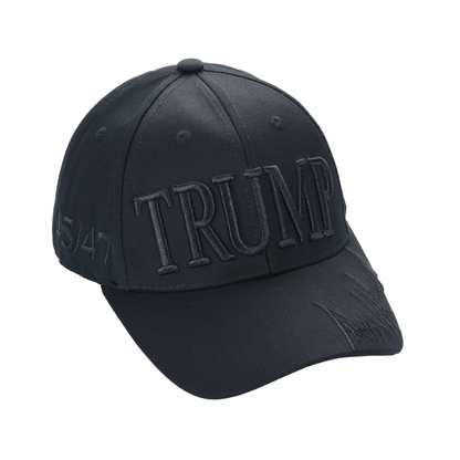 Trump Blackout Cap – Subtle Stealth MAGA Hat, All-Black Dad Hat with Discreet 45/47 Embroidery - FORGEDnLOVE