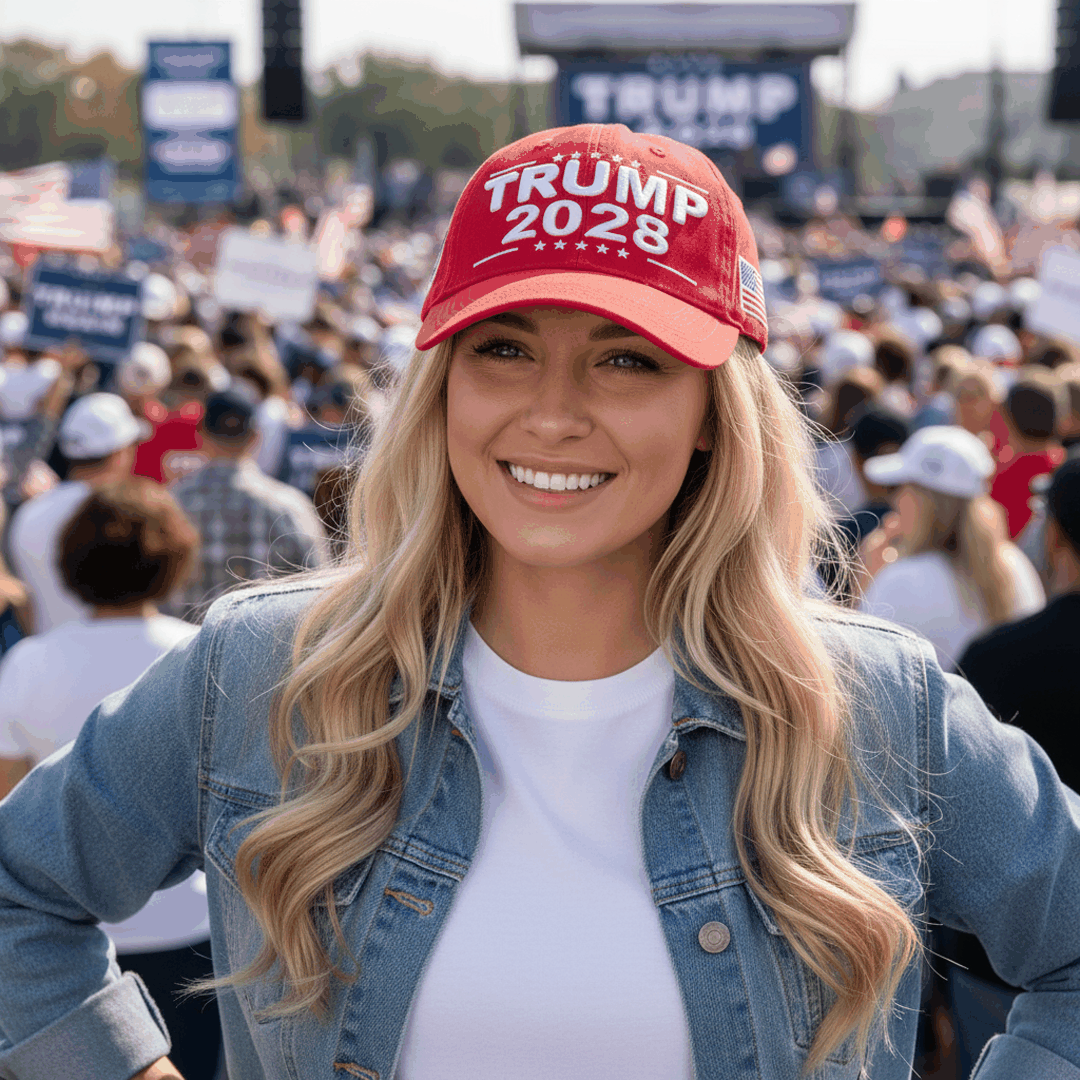 Trump 2028 Cap with Presidential Seal – Embroidered Red MAGA Hat, Adjustable Dad Cap - FORGEDnLOVE