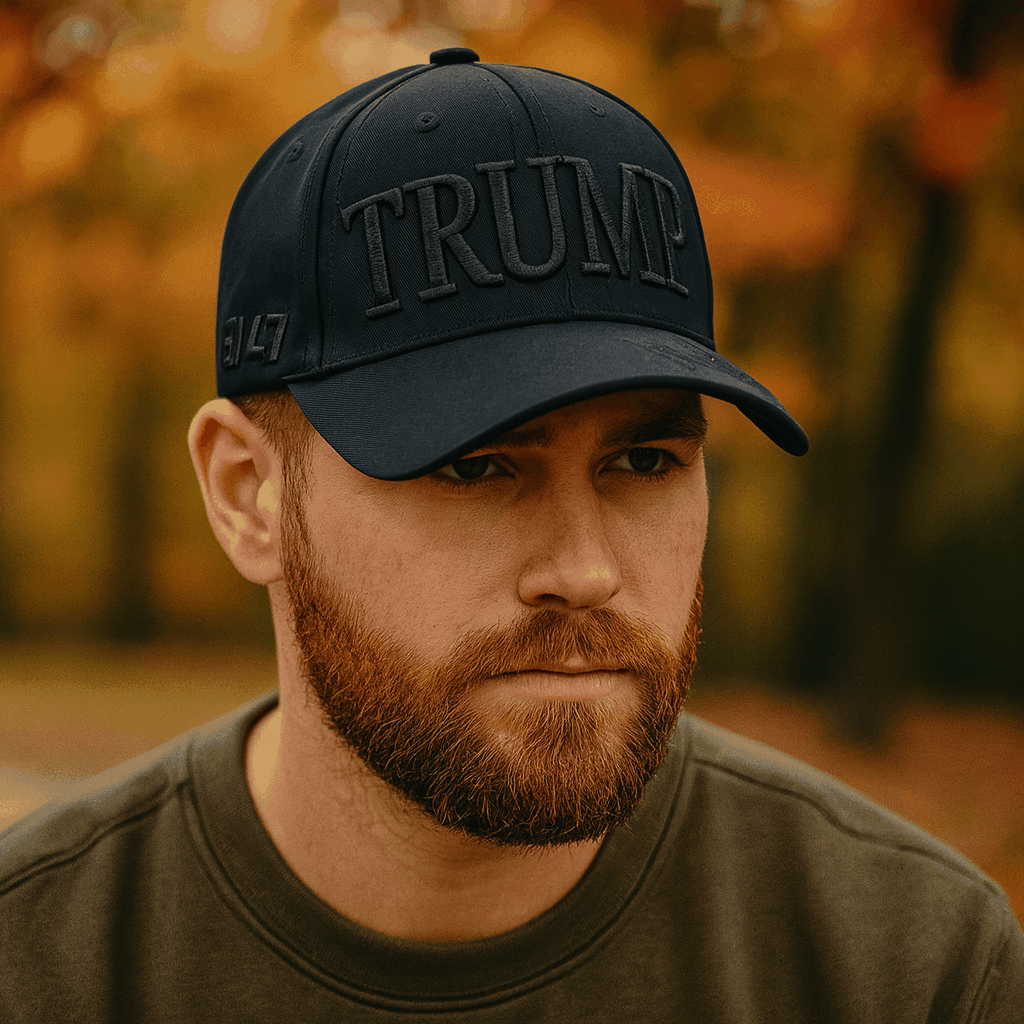 Trump Blackout Cap – Subtle Stealth MAGA Hat, All-Black Dad Hat with Discreet 45/47 Embroidery - FORGEDnLOVE