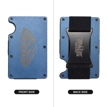 Veteran Engraved Metal Wallet | Eagle & American Flag Money Clip