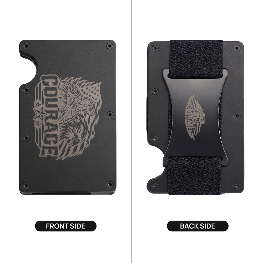 Courage Engraved Metal Wallet | Active Duty Military Money Clip