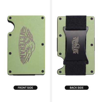 Veteran Engraved Metal Wallet | Eagle & American Flag Money Clip