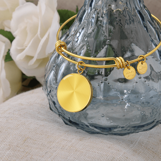 Personalized Luxury Circle Bangle Bracelet – Custom Engraved Keepsake Gift for Her (Silver or Gold) - FORGEDnLOVE